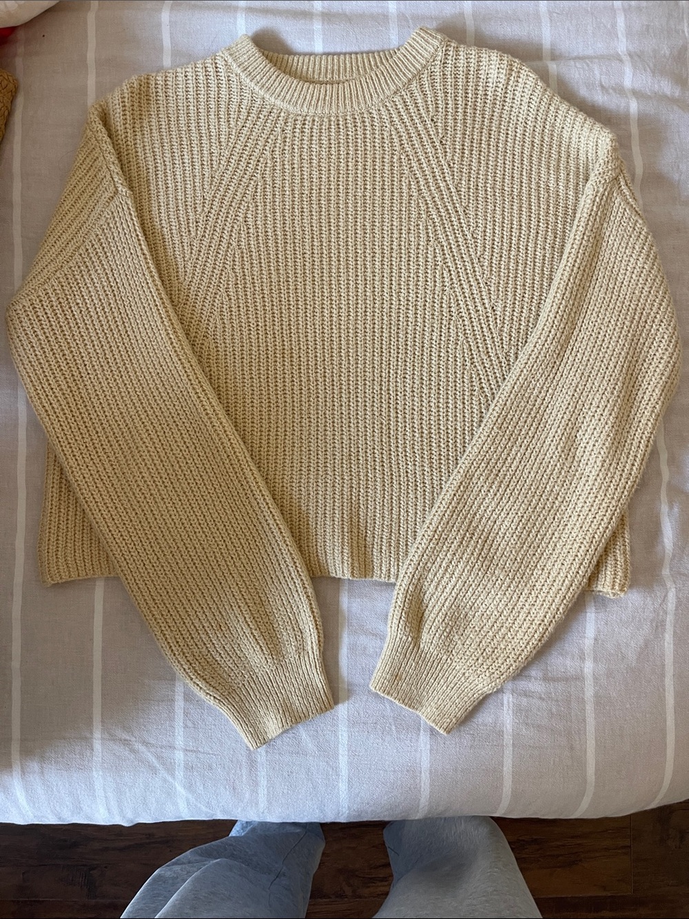 bp Cream Ribbed Crewneck Sweater